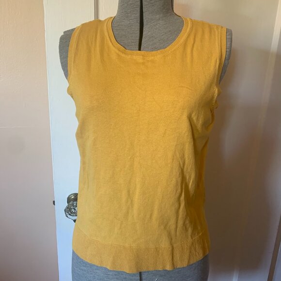 Charter Club Silk Blend Knit Camisole Tank Top Size M Mustard Yellow Preppy - Picture 1 of 5
